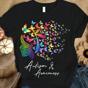 Camiseta de apoyo a la fe, la esperanza, el amor, la cura, mujer mariposa, concienciación sobre el autismo