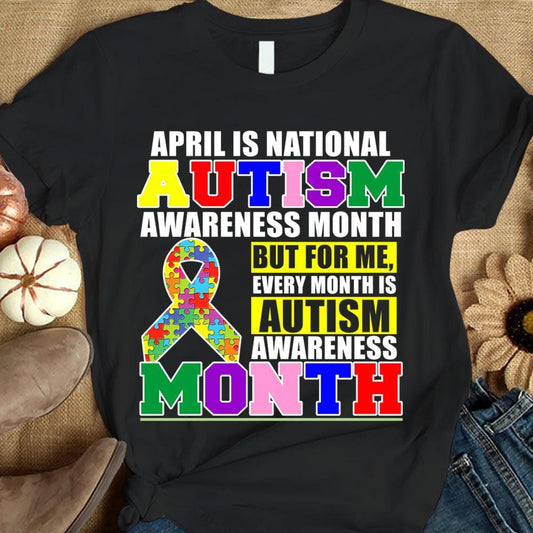 Abril es el mes nacional, cinta con forma de pieza de rompecabezas, camiseta de concienciación sobre el autismo