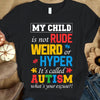 Autism Shirts Saying My Child Is Not Rude Hyper Or Weird