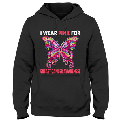Me pongo rosa por el cáncer de mama, camiseta con lazo de mariposa para sobrevivientes del cáncer de mama