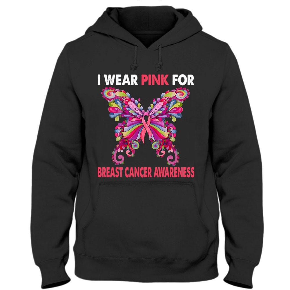 I Wear Pink For Breast Cancer, Ribbon Butterfly, Breast Cancer Survivor Awareness Shirt