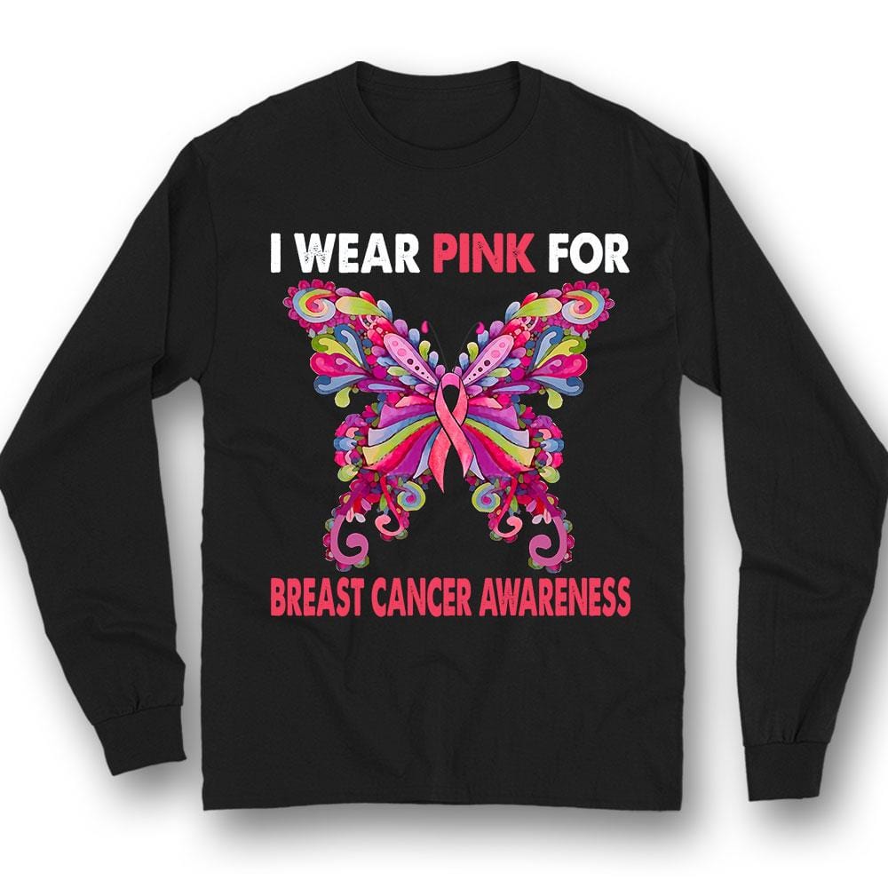Me pongo rosa por el cáncer de mama, camiseta con lazo de mariposa para sobrevivientes del cáncer de mama