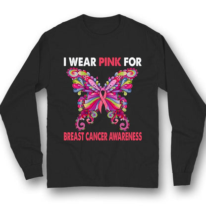Me pongo rosa por el cáncer de mama, camiseta con lazo de mariposa para sobrevivientes del cáncer de mama