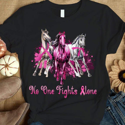 Breast Cancer Horse Shirts No One Fights Alone