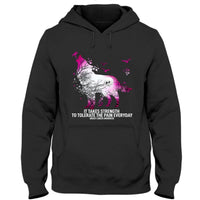 It Takes Strength To Tolerate The Pain Everyday, Ribbon Wolf, Breast Cancer Sayings Awareness T-Shirt