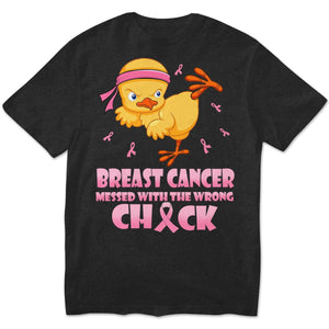 Messed With The Wrong, Pink Ribbon & Chick, Funny Breast Cancer Hoodie, Shirts