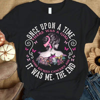 There Was A Girl Who Kicked Cancer's Ass, Pink Ribbon & Butterfly, Breast Cancer Survivor Awareness Shirt