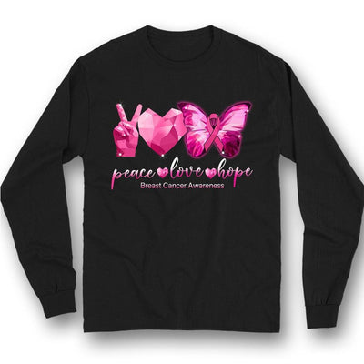 Peace Love Hope, Butterfly Heart, Breast Cancer Survivor Awareness Shirt