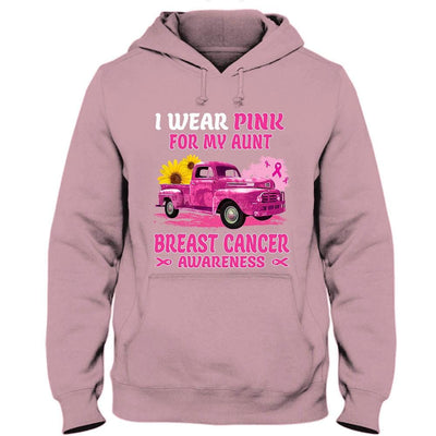 I Wear Pink For My Aunt, Ribbon Sunflower & Car, Breast Cancer Survivor Awareness Shirt