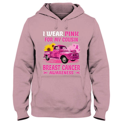 I Wear Pink For My Cousin, Ribbon Sunflower & Car, Breast Cancer Survivor Awareness Shirt