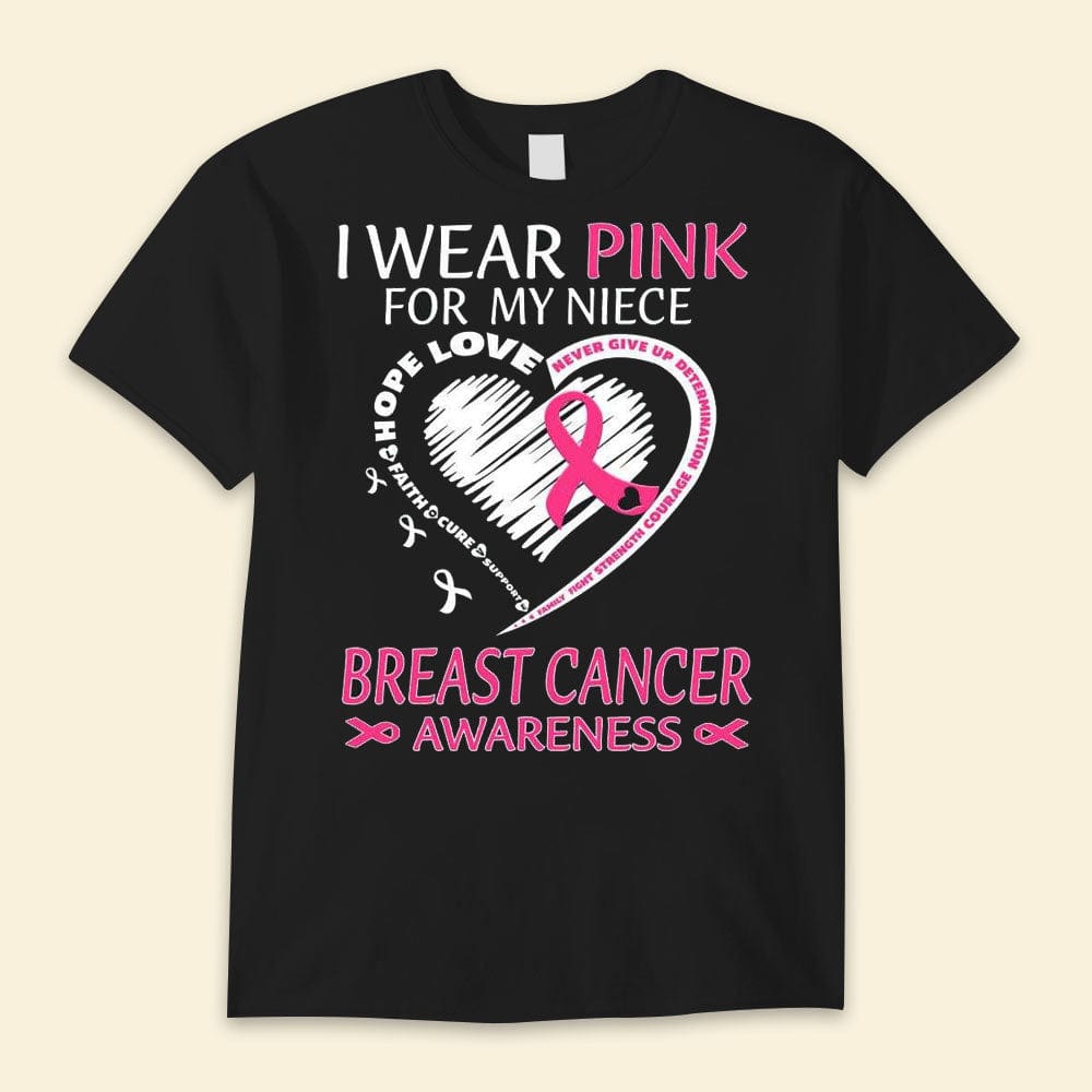 I Wear Pink For My Niece, Ribbon Heart Breast Cancer Awareness Shirt