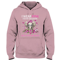 I Wear Pink For My Daughter, Ribbon Elephant, Breast Cancer Survivor Awareness Shirt