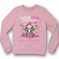 I Wear Pink For My Friend, Ribbon Elephant, Breast Cancer Survivor Awareness Shirt
