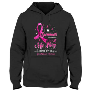 Soy una sobreviviente, hay más en mi historia, lazo rosa, remera de concientización sobre el cáncer de mama