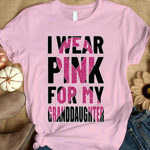 Camiseta de concienciación sobre el cáncer de mama, me pongo rosa por mi nieta, lazo