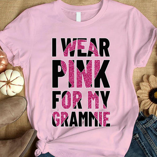 Breast Cancer Survivor Awareness Shirt, I Wear Pink For Grammie, Ribbon