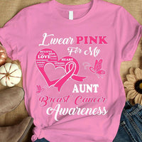 I Wear Pink For Aunt, Breast Cancer Warrior Awareness Shirt, Ribbon Butterfly