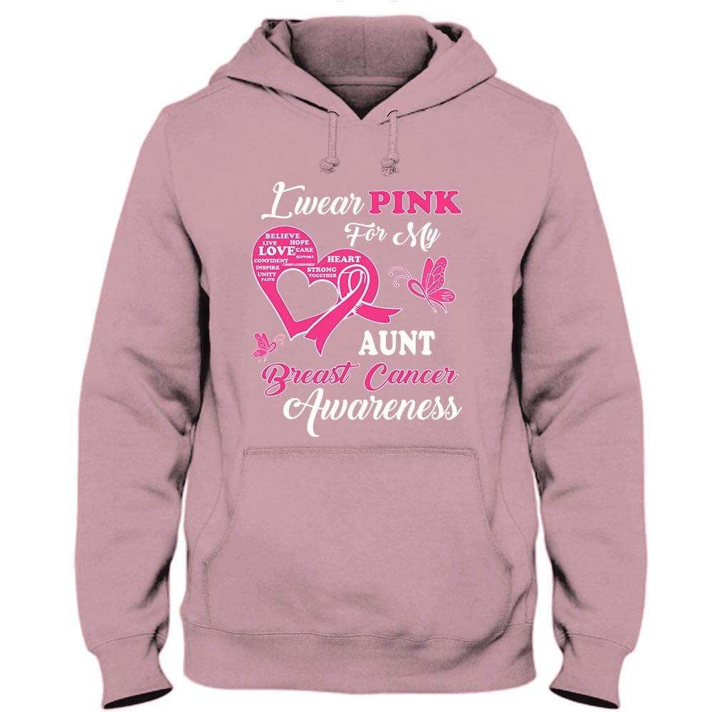 I Wear Pink For Aunt, Breast Cancer Warrior Awareness Shirt, Ribbon Butterfly