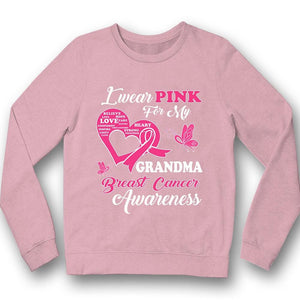 Llevo rosa por la abuela, camiseta de concientización sobre el cáncer de mama, mariposa de lazo