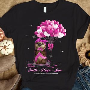 Faith Hope Love, Breast Cancer Warrior Awareness Shirt, Pink Mouse Balloon