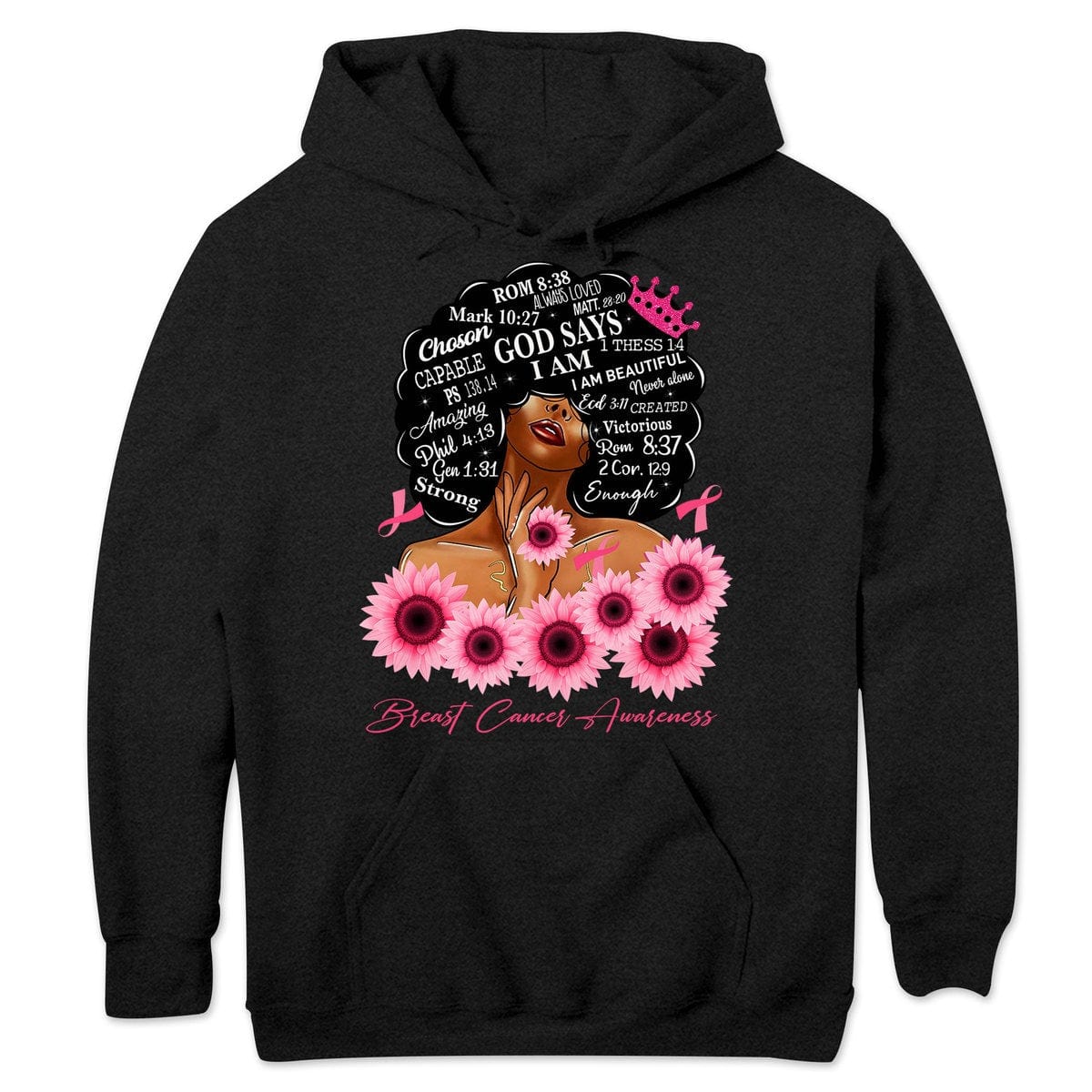 God Says I Am Strong, Breast Cancer Warrior Awareness Shirt, Ribbon Sunflower Woman