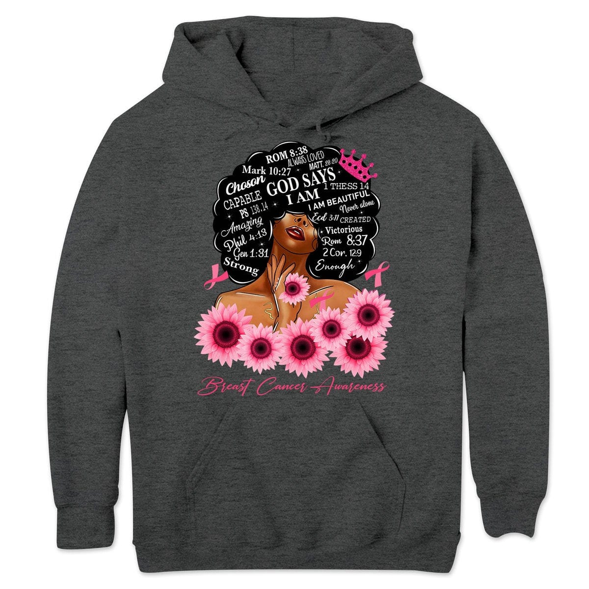 God Says I Am Strong, Ribbon Sunflower Woman Breast Cancer Survivor Hoodie, Shirt