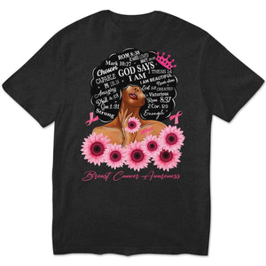 God Says I Am Strong, Breast Cancer Warrior Awareness Shirt, Ribbon Sunflower Woman