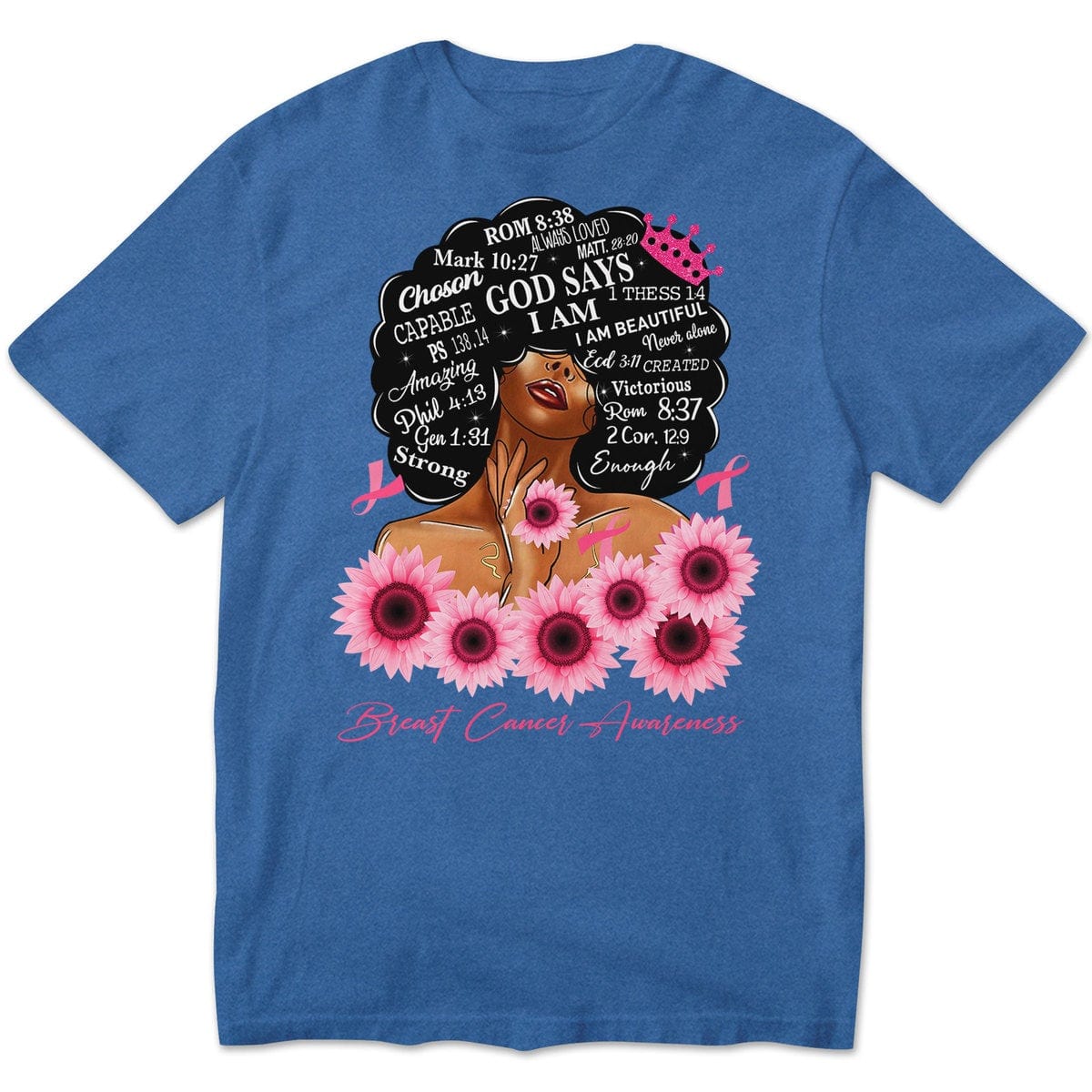 God Says I Am Strong, Breast Cancer Warrior Awareness Shirt, Ribbon Sunflower Woman