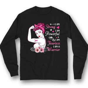 Sudadera con capucha y camiseta contra el cáncer de mama "Soy fuerte, poderosa y valiente"