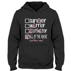 Survivor Warrior Motivator, Pink Ribbon Breast Cancer Awareness Shirt