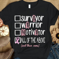 Survivor Warrior Motivator, Breast Cancer Sayings Awareness Shirt, Pink Ribbon