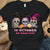 In October We Wear Pink, Breast Cancer Awareness Support Shirt, Skull Halloween