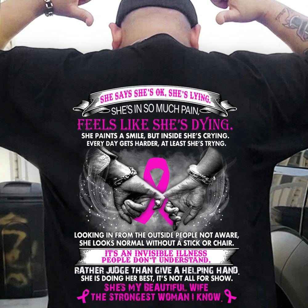 Breast Cancer Sayings Awareness Shirt, Beautiful Wife Strongest Woman