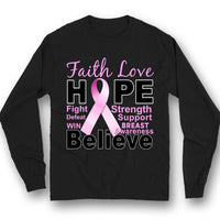 Breast Cancer Shirts, Faith Hope Love Believe Pink Ribbon