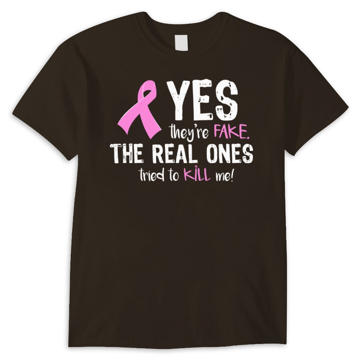 Camisetas de concienciación sobre el cáncer de mama. Sí, son falsas. Las auténticas intentaron matarme.