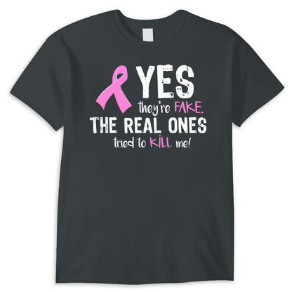 Camisetas de concienciación sobre el cáncer de mama. Sí, son falsas. Las auténticas intentaron matarme.
