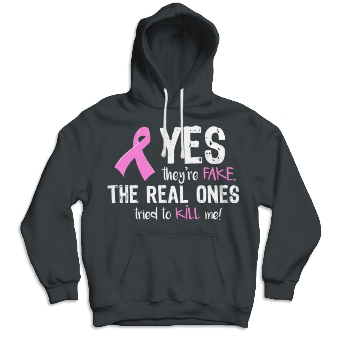 Camisetas de concienciación sobre el cáncer de mama. Sí, son falsas. Las auténticas intentaron matarme.