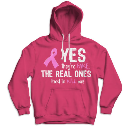 Camisetas de concienciación sobre el cáncer de mama. Sí, son falsas. Las auténticas intentaron matarme.