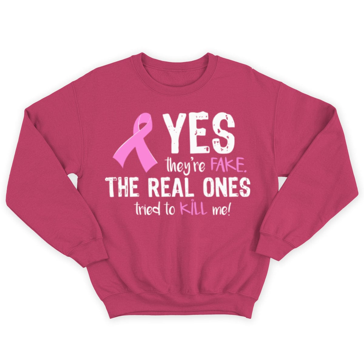 Camisetas de concienciación sobre el cáncer de mama. Sí, son falsas. Las auténticas intentaron matarme.