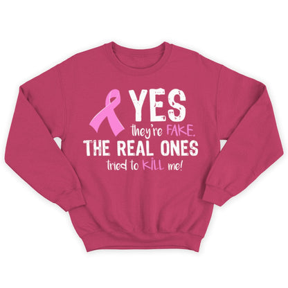 Camisetas de concienciación sobre el cáncer de mama. Sí, son falsas. Las auténticas intentaron matarme.