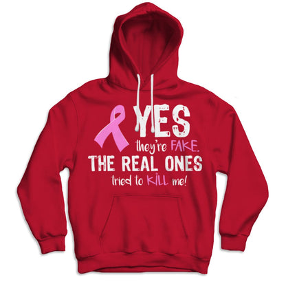 Camisetas de concienciación sobre el cáncer de mama. Sí, son falsas. Las auténticas intentaron matarme.