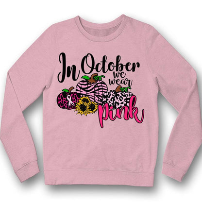 Breast Cancer Shirts, In October We Wear Pink Pumpkin