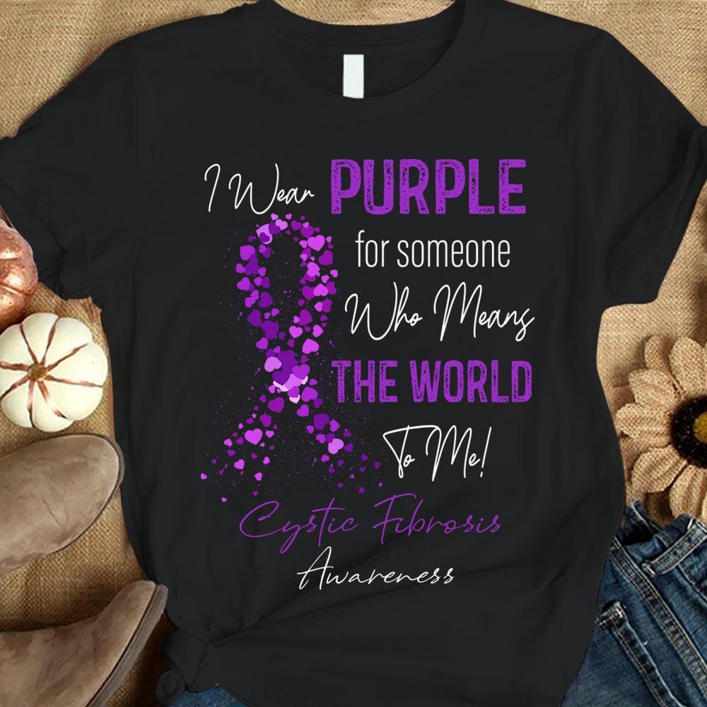 I Wear Purple For Someone Who Means The World To Me, Ribbon Cystic