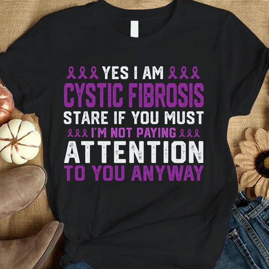 Sí, lo estoy, no estoy prestando atención, camiseta de apoyo para la concienciación sobre la fibrosis quística con lazo morado