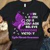 Cystic Fibrosis Awareness Shirt, Win Faith Cure Overcome, Purple Ribbon Butterfly