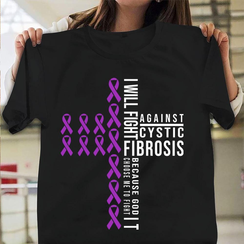 Cystic Fibrosis Awareness Shirt, I Will Fight Against, Purple Ribbon