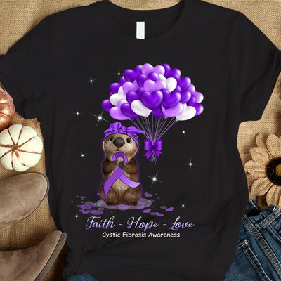 Faith Hope Love, Cystic Fibrosis Awareness Shirt, Purple Mouse Balloon