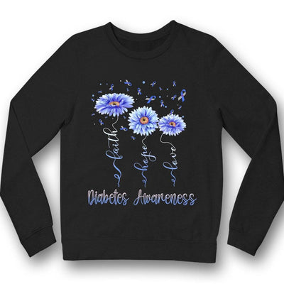 Faith Hope Love, Ribbon Gerbera, Diabetes Awareness Support Shirt