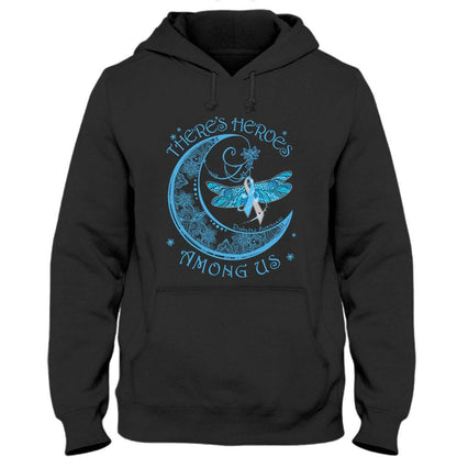 There's Heroes Among Us, Diabetes Awareness Shirt Ribbon Moon