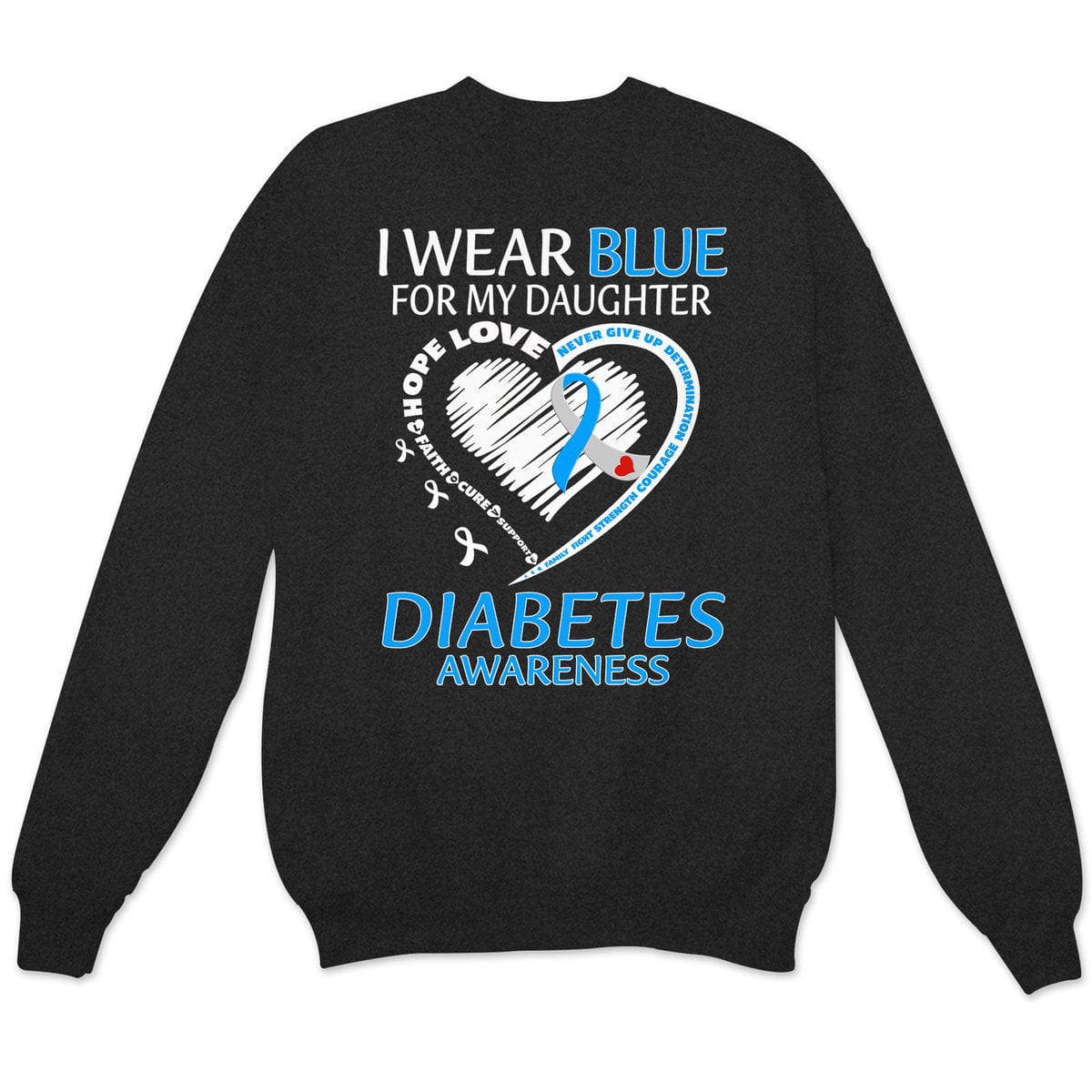 Llevo puesto el azul por mi hija, camiseta con lazo en forma de corazón para concienciar sobre la diabetes tipo 1
